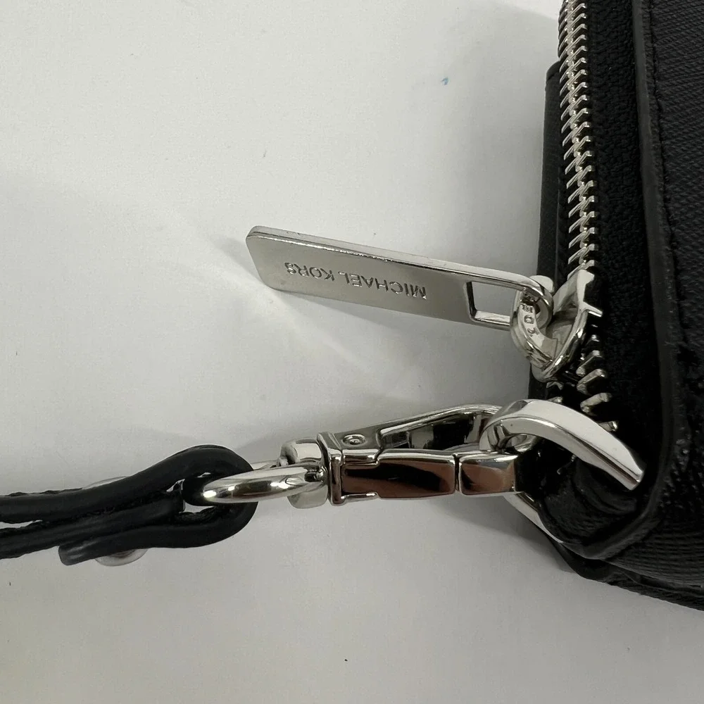 Michael Kors Jet Set Travel M Zip Phone Wallet Saffiano Leather Black 35S0STVL2L - Picture 4 of 9